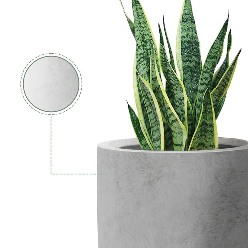Plantara 32" & 23.6" H Tall Raw Concrete planter, Large Outdoor Plant